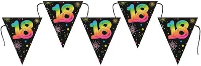 Produktbild von Wimpelkette Girlande Geburtstag 18 schwarz bunt 300 cm