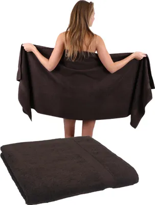 Produktbild von Betz 2 Stück Saunatücher 70 x 200 cm PREMIUM 100% Baumwolle Badetuch Liegetuch Strandtuch   Farbe: dunkelbraun