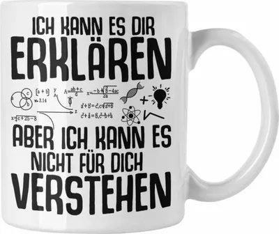 Produktbild von Trendation - Lehrer Tasse Geschenk Phsyik Mathe Lehrerin Geschenkidee mit Spruch Ich Kann Es Dir Erklären (Weiß)