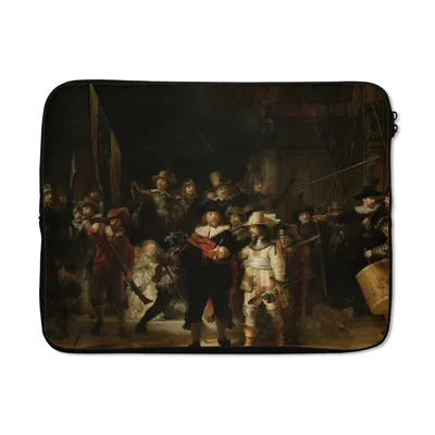 Produktbild von MuchoWow® Laptop Hülle 17 Zoll Laptoptasche Die Nachtwache - Kunst - Alte Meister - Rembrandt - Zipper - Schutzabdeckung