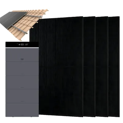 Produktbild von Conow CBE2000 Pro Balkonkraftwerk 1820W mit 4× JA Solar 455W Glas-Glas Modulen, Dachziegel-Montagesystem，4 Batterie