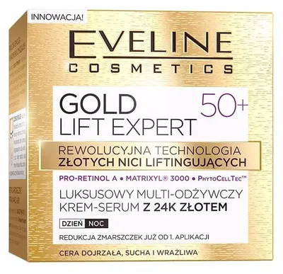 Zdjęcie produktu dla Eveline Gold Lift 50+ Kompleksowe Serum Przeciwzmarszczkowe Do Twarzy 50 Ml