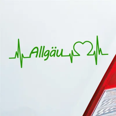 Produktbild von Auto Aufkleber Allgäu Puls Herzschlag mit Ferien Region Motiv 19x6 cm Hellgrün Sticker Heckscheibenaufkleber