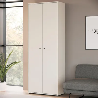 Produktbild von Forte TEMPRA 2 Schrank 70 80, moderner Mehrzweckschrank 2-türig, Schlafzimmer, Wohnzimmer, Holzwerkstoff, Büro, Kaschmir|Beige, 73,7 cm breit x 197,5 cm hoch x 34,8 cm tief