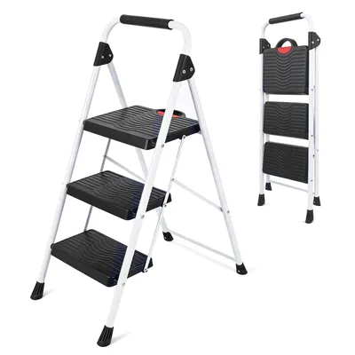 Produktbild von SEKEY Trittleiter Klappbar 3 Stufen – XXL 36 x 26 cm rutschfest, bis 150 kg, mit Klappsicherung