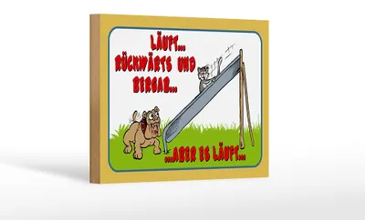 Produktbild von Holzschild Spruch 18x12cm läuft Rückwärts und bergab Hund