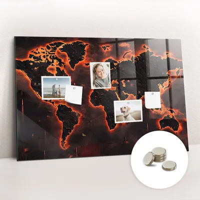 Produktbild von Magnetisch Tafel Magnettafel - Magnetpinnwand Memoboard - Notiztafel verschiedenen Designs - 90x60 cm - Weltkarte