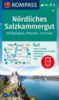 Produktbild von KOMPASS Wanderkarte 18 Nördliches Salzkammergut, Wolfgangsee, Attersee, Traunsee 1:50.000
