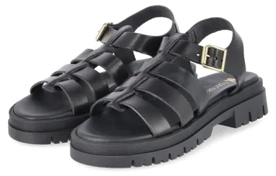 Imagen del producto de Sandalias de mujer Kaerlek, color negro, de cuero liso, talla 41