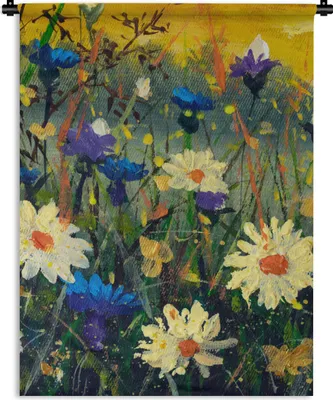 Produktbild von MuchoWow® Wandteppich Wandbehang Malerei - Ölfarbe - Natur - Blumen 150x200 cm Tapisserie Dekoration Wandtuch - Wandaufhängung - Moderner
