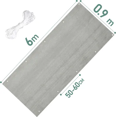 Zdjęcie produktu dla Osłona balkonowa 90 X 600 cm osłona balkonowa osłona balkonowa osłona balkonowa osłona balkonowa ochrona przed promieniowaniem UV HDPE ogród szary