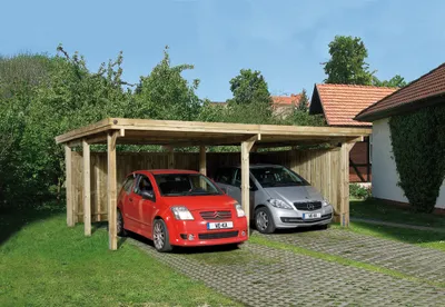 Produktbild von weka Flachdach-Doppelcarport 618 Gr.1 Trapezblech-Dach, Farbe:kdi, Dachform:Flachdach