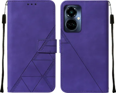 Produktbild von Tecno Camon 19 Pro 5G Hülle, Schlank Prägung Flip Leder Kartenfächer Schutzhülle mit Ständer für Tecno Camon 19 Pro 5G Lila