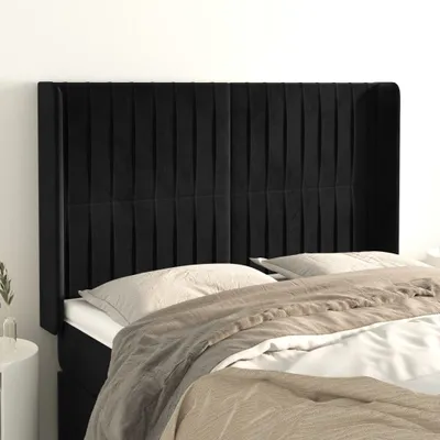 Produktbild von Kopfteil mit Ohren Schwarz 147x16x118/128 cm Samt