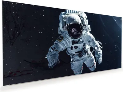 Produktbild von Glasbild 110x55cm in XXL für Wohnzimmer, Schlafzimmer Motiv Astronaut im All