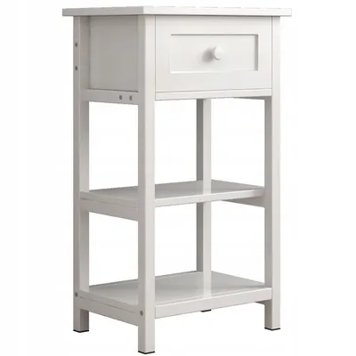 Zdjęcie produktu dla Stolik Nocny Boczny Z Szufladą 2 Półkami Loft Nowoczesny 45x30x68 Cm