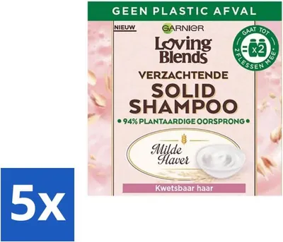 Productafbeelding van Garnier - Loving Blends Milde Havermunt - Intensief voedende shampoo - Voor droog en beschadigd haar - 60 g - Voordeelverpakking - 5 stuks