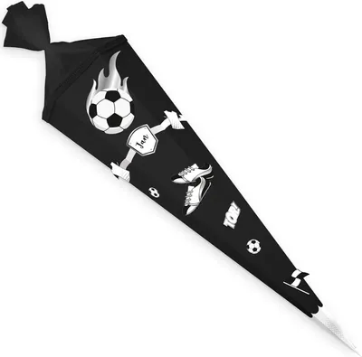 Produktbild von itenga DEKO-SET FUSSBALL schwarz weiss mit Bastel SCHULTÜTE 85 cm sechseckig schwarz