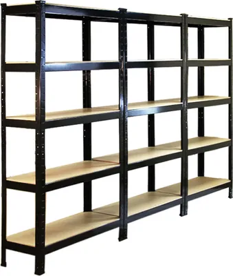 Immagine prodotto di Monster Racking 3 scaffali T-Rax: scaffali ad alta resistenza, scaffali per carichi pesanti, scaffali da magazzino, scaffali da garage, scaffali in acciaio, scaffali industriali, scaffali da officina, scaffali a incastro, scaffali in metallo, 100% senza viti, nero, 75 cm x 30 cm x 150 cm + martello di gomma in omaggio