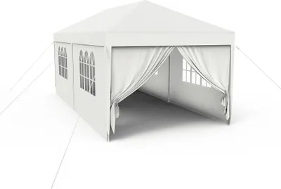 Image de LZQ 3x6m Tente de réception de jardin Pavillon de jardin Tente de fête Protection UV Pavillon de jardin Tente à bière avec 6 parois latérales amovibles pour jardin Fête Mariage, Blanc