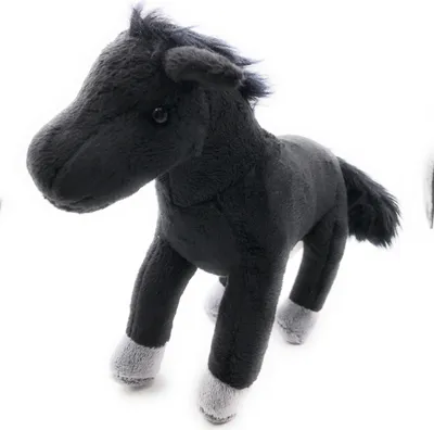 Produktbild von Onwomania Plüschtier Kuscheltier Stoff Tier Pferd schwarz stehend 25 cm