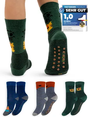Produktbild von OCERA 3 Paar Kinder Stoppersocken mit ABS,uni ,Blau-Grün, Gr.35-38