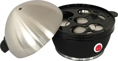 Produktbild von Eierkocher Edelstahl schwarz 7 Eier 380 Watt Messbecher mit Stechhilfe