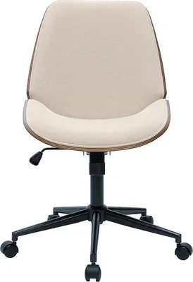 Produktbild von Miliboo - Bürostuhl mit Rollen aus Holz und strukturiertem Samteffekt in Beige DOUGLAS