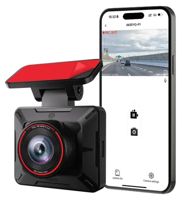 Produktbild von AKEEYO P1 Dashcam Full HD 1080p 30fps WLAN Autokamera 120°