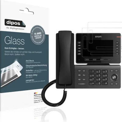 Produktbild von 2x Schutzfolie für Snom D865 matt - Anti-Shock 9H Folie dipos Glass Kunststoffglas