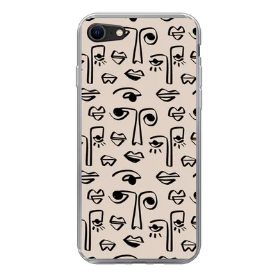 Produktbild von MuchoWow® Handyhülle Schutzhülle Hülle für iPhone SE 2022 Muster - Lippen - Strichzeichnungen Silikon Softcase Handy Hülle - Schutzhülle