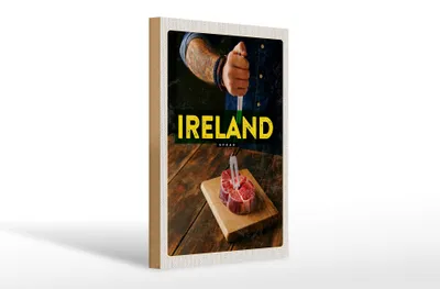 Produktbild von Holzschild Reise 20x30cm Irland irländisches Hereford Steak