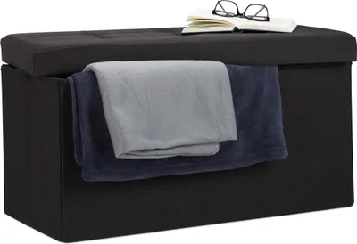Obrázek produktu pro Relaxdays 4052025963941, Taburet/otoman, Obdélník, Černá, Polyester, Černá, Pěna
