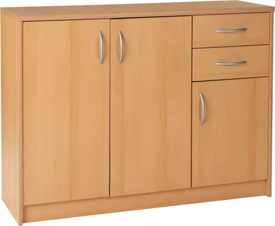 Produktbild von Kommode - Buchedekor - 109 x 86 cm - 3 Türen - 2 Schubladen - 3 Einlegeböden