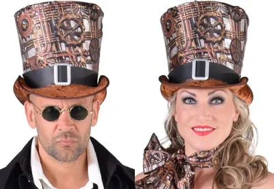 Produktbild von M217301 bunt-Zahnräder Damen-Herren Hut Zylinder Steampunk