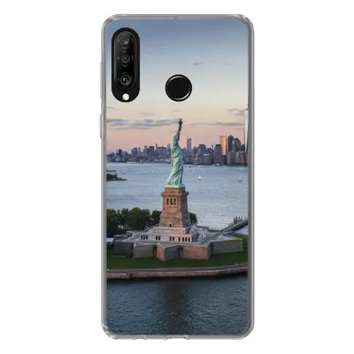 Produktbild von MuchoWow® Handyhülle Schutzhülle Hülle für Huawei P30 Lite New York - Freiheitsstatue - Skyline Silikon Softcase Handy Hülle - Handyhülle