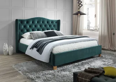 Produktbild von Gepolstertes Doppelbett LUDVINA 2 - 180x200 cm, grün