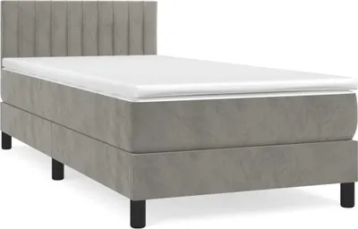 Produktbild von vidaXL Boxspringbett mit Matratze Hellgrau 90x200 cm Samt