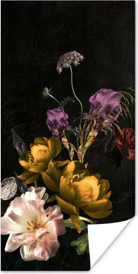 Produktbild von MuchoWow® Poster Blumen - Muster - Pflanzen 60x120 cm - Wandschmuck