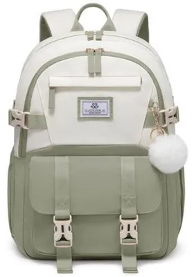 Produktbild von Schulrucksack Mädchen wasserabweisend 15,6 Zoll Grün-Beige
