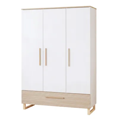 Immagine prodotto di Armadio per bambini Noah, 3 ante - Armadio per bambini con cassetto - Ante con sistema di chiusura ammortizzata e asta appendiabiti - 119 x 190 x 52 cm - Cashmere