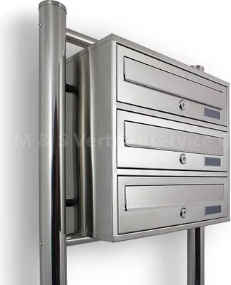 Produktbild von Bituxx Edelstahl Briefkastenanlage 3fach Silber MS-14413