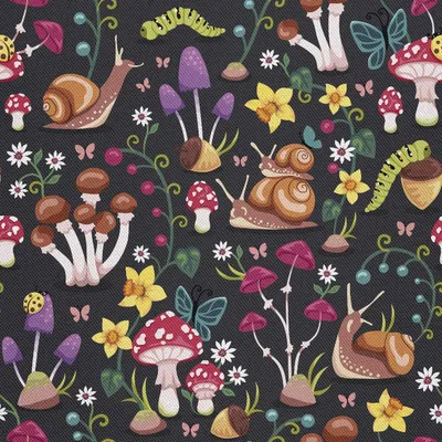 Produktbild von OUTDOOR DEKOSTOFFE OXFORD - Motiv Pilze und Schnecke