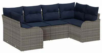 Obrázok produktu pre Sada sedačiek, 6 kusov, sivá [syntetický materiál]: umelý ratan