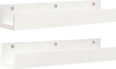 Obrázek produktu pro vidaXL Nástěnné police 2 ks. Bílé 50x12x9 cm Masivní borovicové dřevo