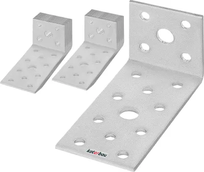 Produktbild von KOTARBAU® 25er Set Winkelverbinder 40 x 80 x 40 Stahl Bauwinkel Lochplattenwinkel Möbelverbinder Verzinkt Schwerlast Holzverbinder Montagewinkel Stuhlwinkel