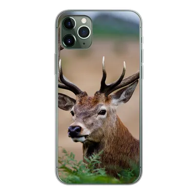 Produktbild von MuchoWow® Handyhülle Schutzhülle Hülle für iPhone 11 Pro Max Hirsche - Farne - Natur Silikon Softcase Handy Hülle - Schutz