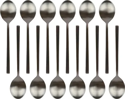 Produktbild von Dessertlöffel aus Edelstahl – 20 cm – Schwarz – 12er-Pack
