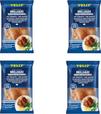 Produktbild von TULIP Grill-Haxe mit Schwarte 4x 600g Tafelfertig Kross Gegart Vakuumverpackt