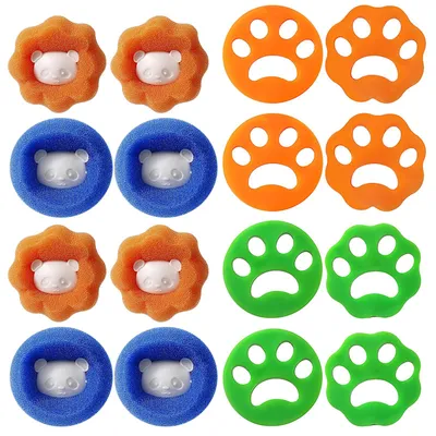 16 Anti-Haarballen für Waschmaschine, Tierhaarentferner, Polyester, Blau